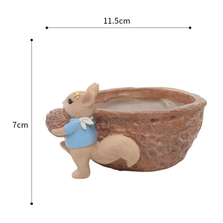 Cute Squirrel Shape Resin Flowerpot Decorative Animal Succulent Flower Pot Garden Planting Pot Garden Planter Desktop Ornaments