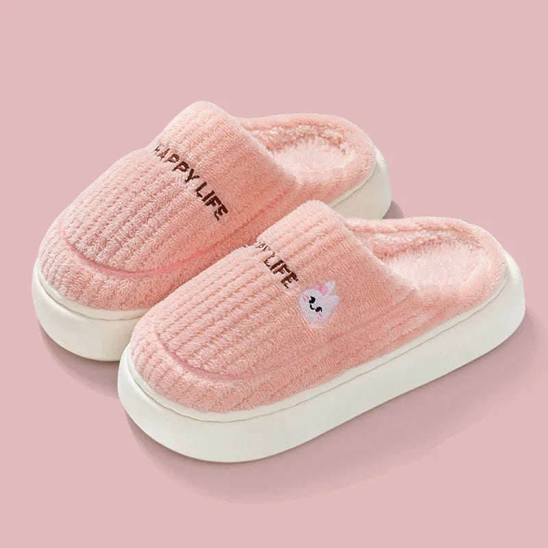 Winter Home Cotton Slippers for Women's Indoor Soft Sole, Non slip, Warm, Not Tired, Simple Couple Cotton Shoes for Men