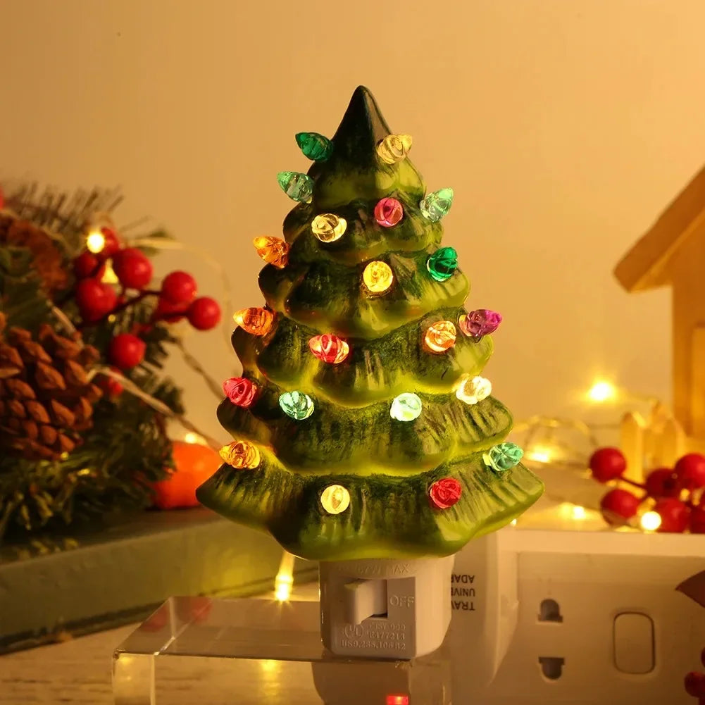 LED Christmas Tree Night Light US Plug For Home Bedroom Bedsides Decor Tree Wall Night Light Energy Efficient Decoration Lamp