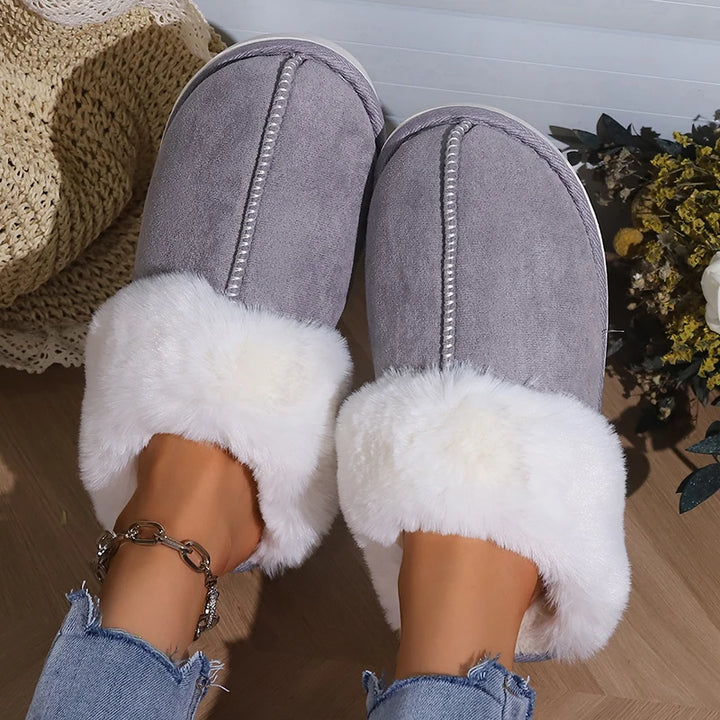 Winter Warm Fur Slippers – Women's Fluffy Home Slides