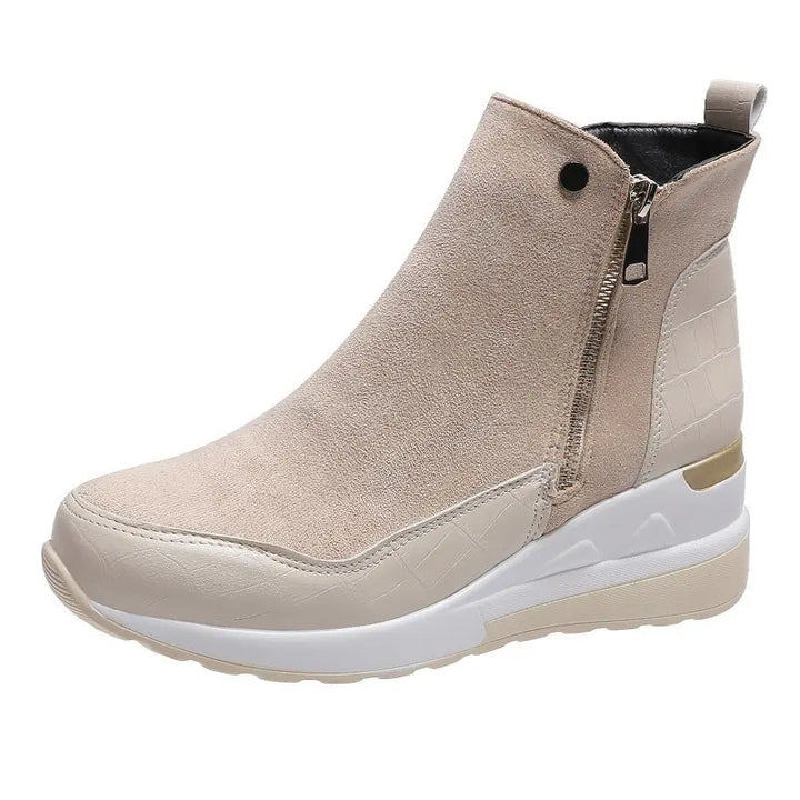 New Women Winter Boots Chunky Sneakers Ankle Boots Woman Zipper Buckle Thick Sole Platform Waterproof High Top Female Booties