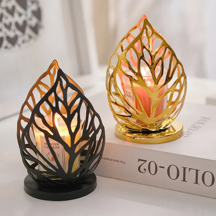 Leaf Design Metal Candlestick – Romantic Wedding Candelabra