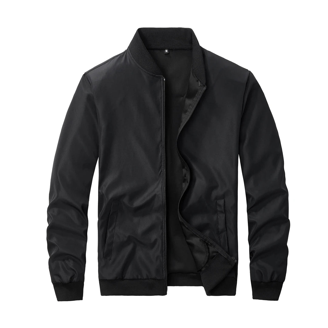 Baseball Collar Jacket – Men's Casual Solid Color Coat