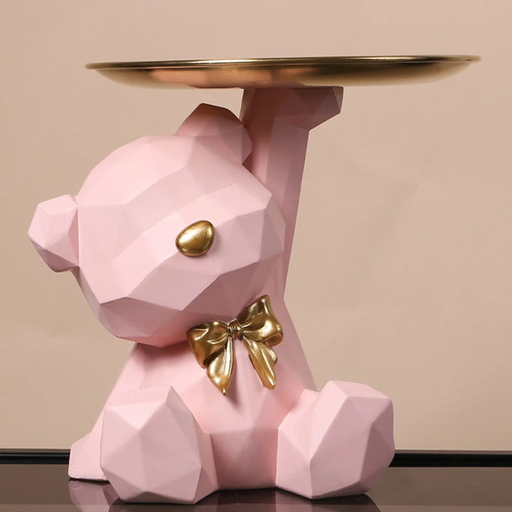 Geometric Bear Key Holder – Resin Desk & Entrance Decoration