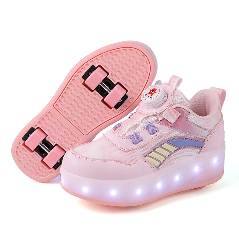 Sneakers for Boy Girl Casual Luminous LED Light Sports Shoes Childrens Roller Skating Leisure Shoes Luxury Design Kids Sneakers