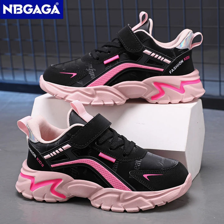 Girls Sport Shoes Comfortable Leather Kids Running School Casual Shoes  Non-slip Outdoor Children Walking Sneaker Tennis