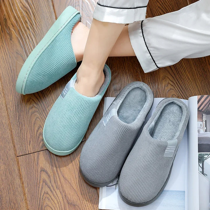 Thick Sole Home Indoor Outside Men And Women Couples Winter Household Warm Fluffy Slippers High Heels Plush Cotton Shoes Ladies