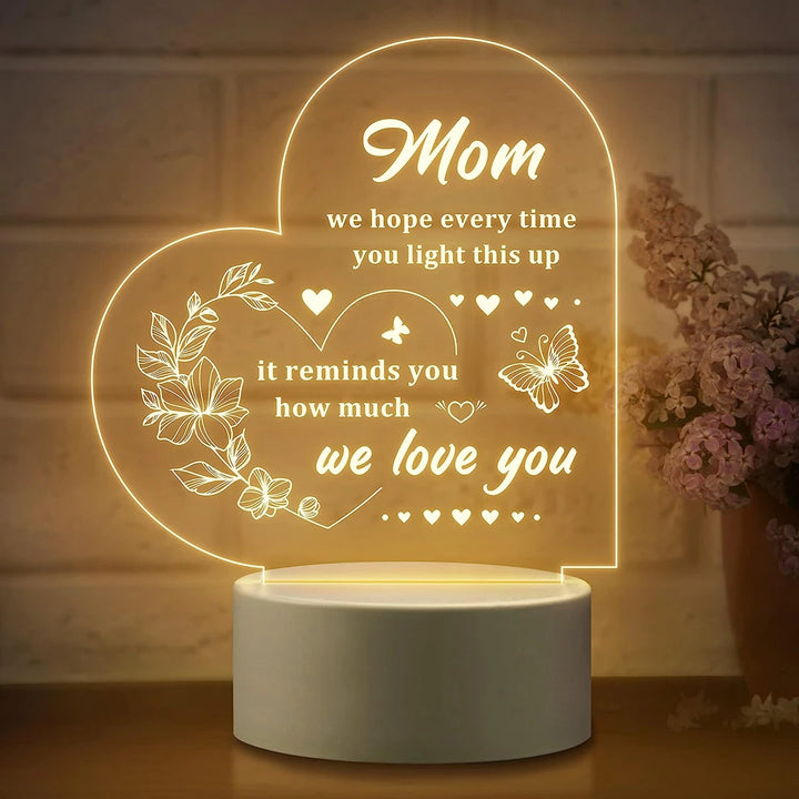 To My Mom DIY  3D Led Night Light For Home Children'S Bedside Lamp Children Bedroom Decor Birthday Gift