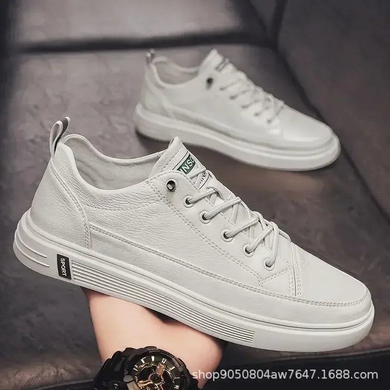 Fashion Men Leather Casual Shoes 2024 New White Breathable Sneakers  High End Brand Slip on Loafers Male Moccasins Driving Flats