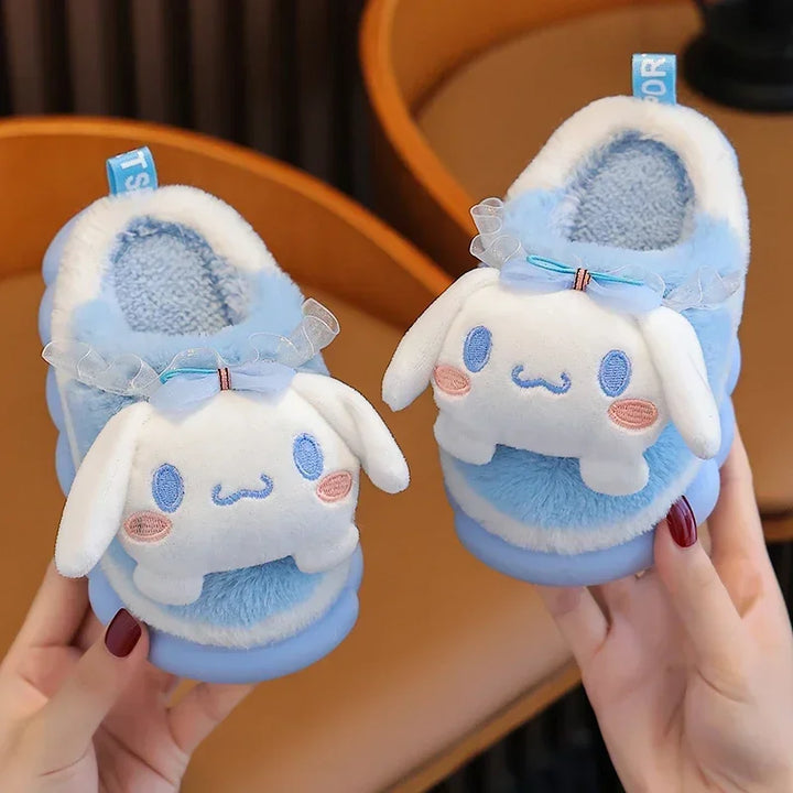 New Winter Cute Cartoon Non-slip Children's Plush Slippers Soft Sole Flip Flops Kids Girls Indoor Mule Warm Home Cotton Shoes