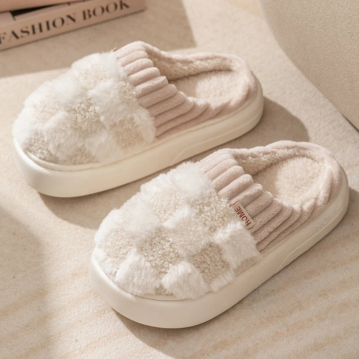 Plush Warm Cotton Slippers – Indoor Slides