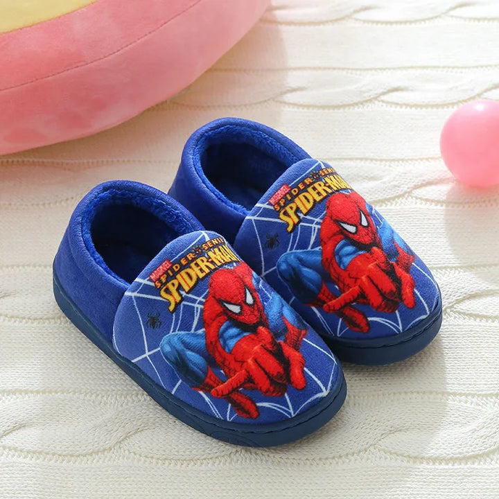 Cartoon Printed Spider-man Cotton Slippers For Children's Shoes Fashion New Style Warmth Autumn Winter Indoor Kids Boys Slipper