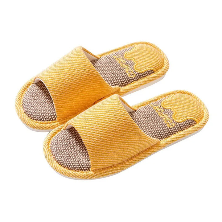 Linen Slippers Indoor Home Breathable Women Men Slides Linen Couples Anti-slip Shoes Beach Sandals Shoes Comfortable Flats TG20