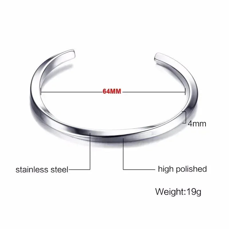 Simple Twisted Open Bangles – Stainless Steel Cuff Bracelet