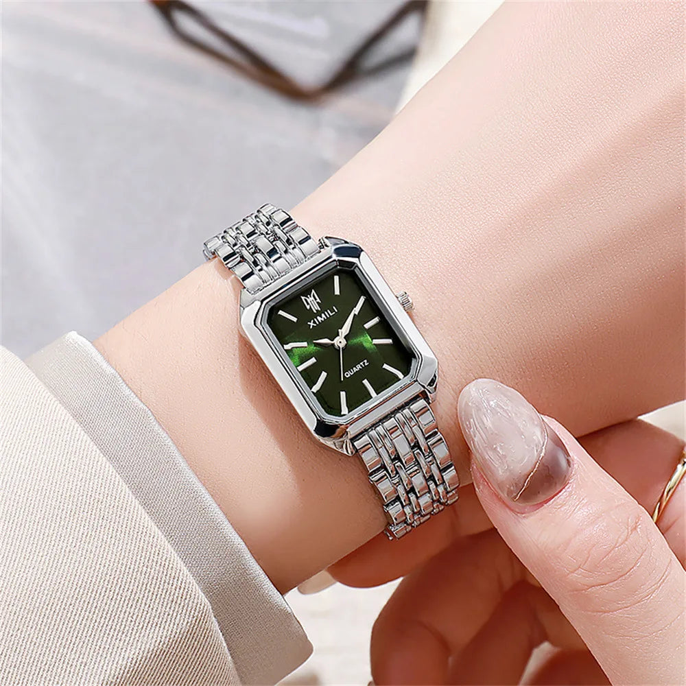 Women's Fashion Square Watches Gold Alloy Strap 2024 Luxury Ladies Quartz Wristwatches Qualities Female Roman Scale Clock