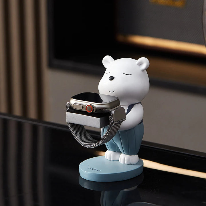 Bear Watch Charger Stand – Cute Desktop Ornament