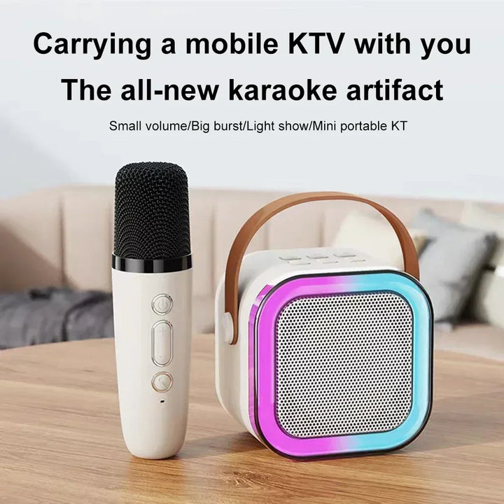 K12 Karaoke Machine Portable Bluetooth 5.3 PA Speaker System with 1-2 Wireless Microphones Home Family Singing Children's Gifts