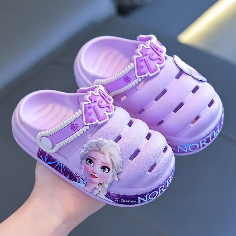 Disney Frozen Girls Princess Slippers Cartoon Elsa Children Garden Shoes Beach Sandals Soft Kids Outdoor Slippers