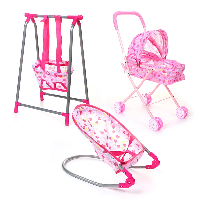 Doll House Furniture Set – Rocking Chair, Swing Bed & Dining Chair