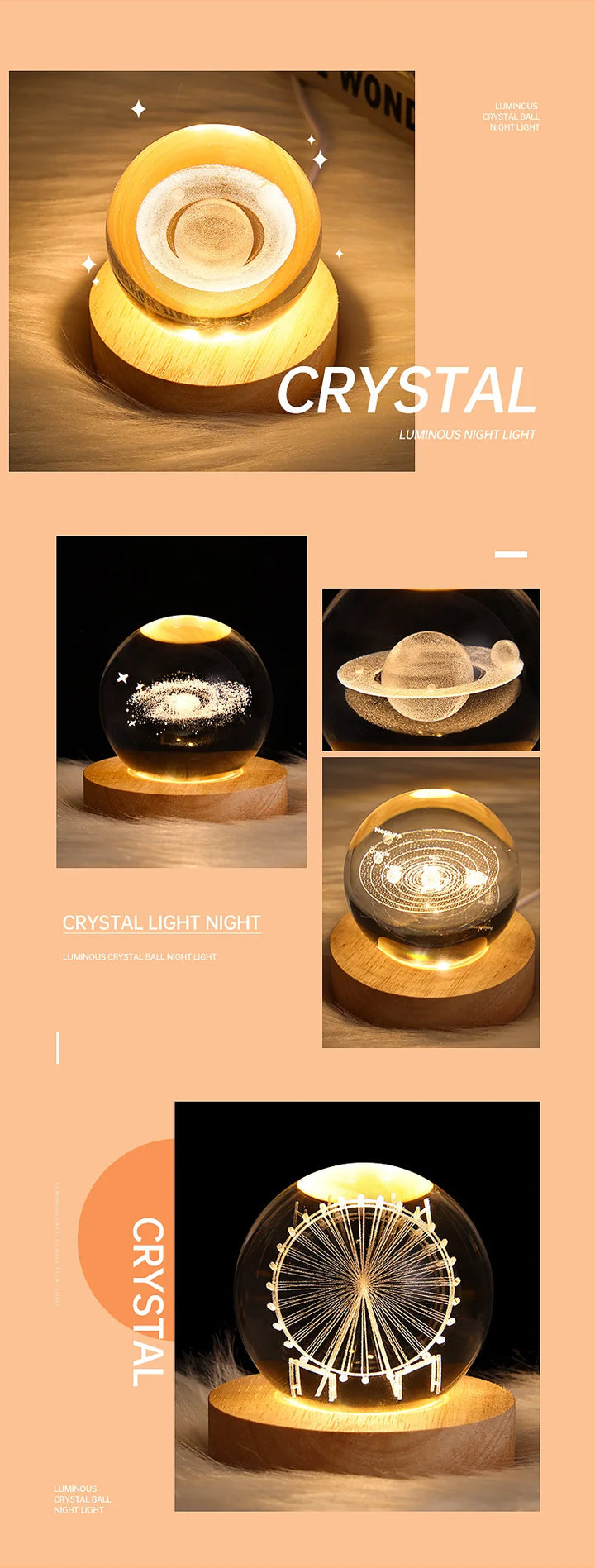 3D Galaxy Crystal Lamp