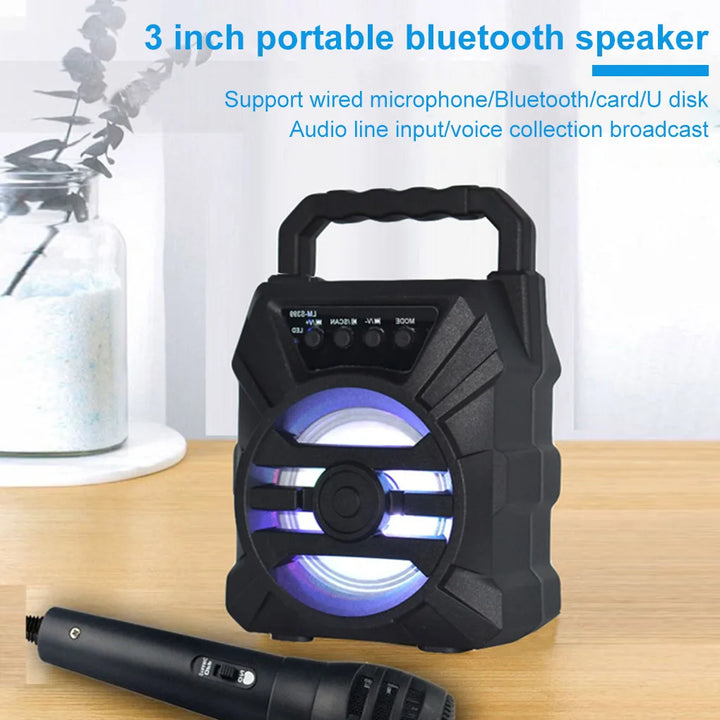 Karaoke Wireless Bluetooth Speaker LED Light Dual Speakers 500mAh Super Volume Portable Outdoor Home Audio Square Dancing