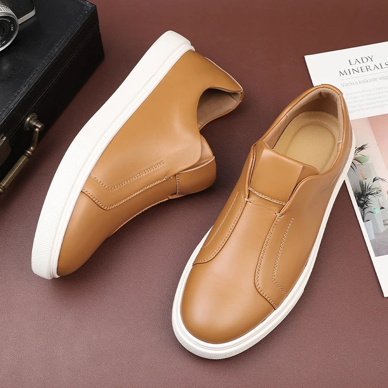 Fashion Men's Skateboard Shoes Sneakers Men Casual Slip-on Leather Shoes Loafers Mens Outdoor Driving Flats