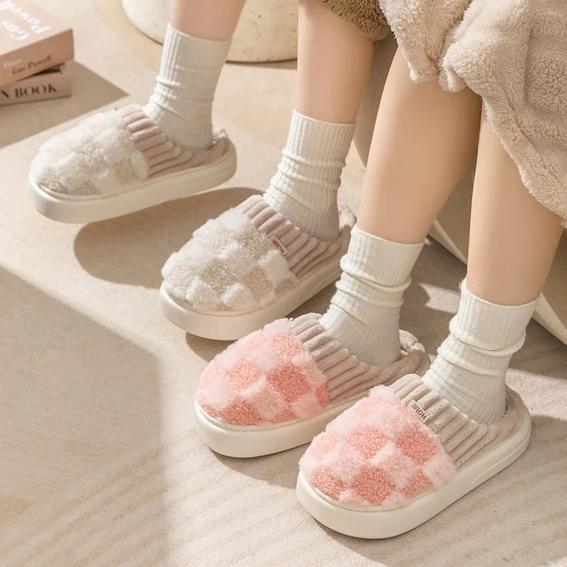 Plush Warm Cotton Slippers – Indoor Slides