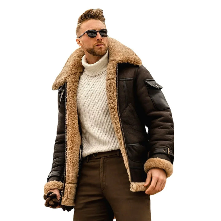 Plus Size Men's Casual Velvet Jacket Thickened European Style Compound Leather Clutch Cross Border Ebaywish Fashion Outerwear