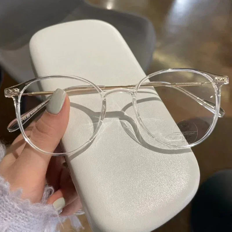 Lady Trendy Finished Myopia Glasses Women Round Frame Blue Light Blocking Eyewear Men Unisex Retro Minus Diopter Eyeglasses