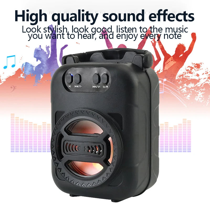 Karaoke Wireless Bluetooth Speaker LED Light Dual Speakers 500mAh Super Volume Portable Outdoor Home Audio Square Dancing