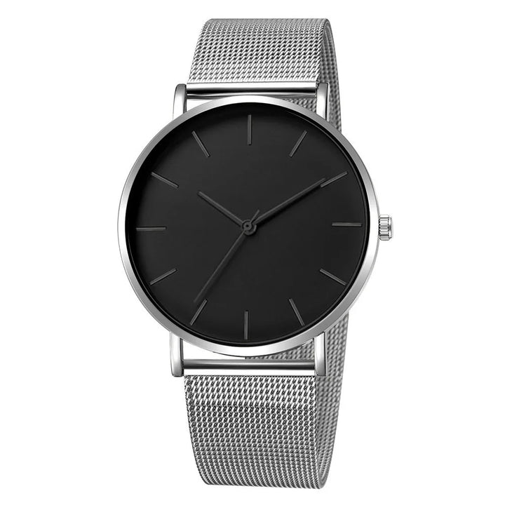 Fashion Leisure Simple Ultra Thin Men Women Creative Black Stainless Steel Quartz Watches Men Business Male Wristwatch Clock