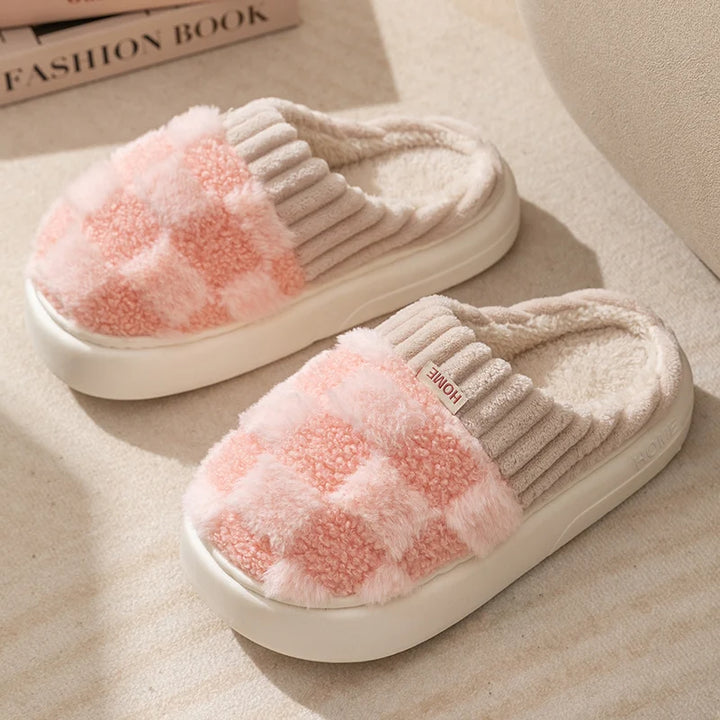 Plush Warm Cotton Slippers – Indoor Slides