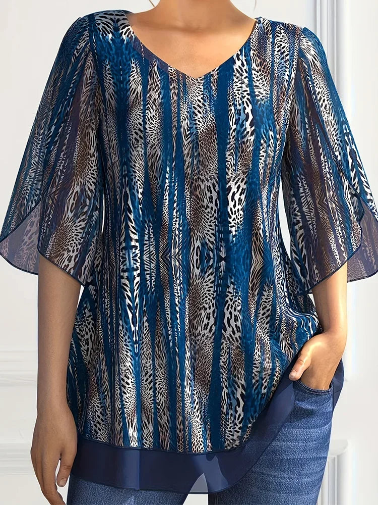 Summer V-Neck Chiffon Blouse