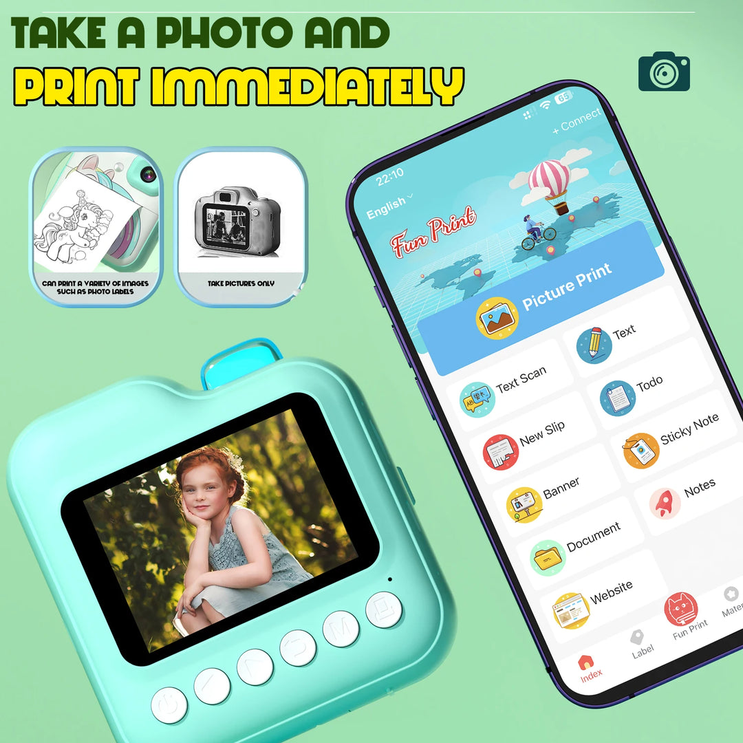 Mini Instant Print Kids Camera – Digital Photo & Video Toy