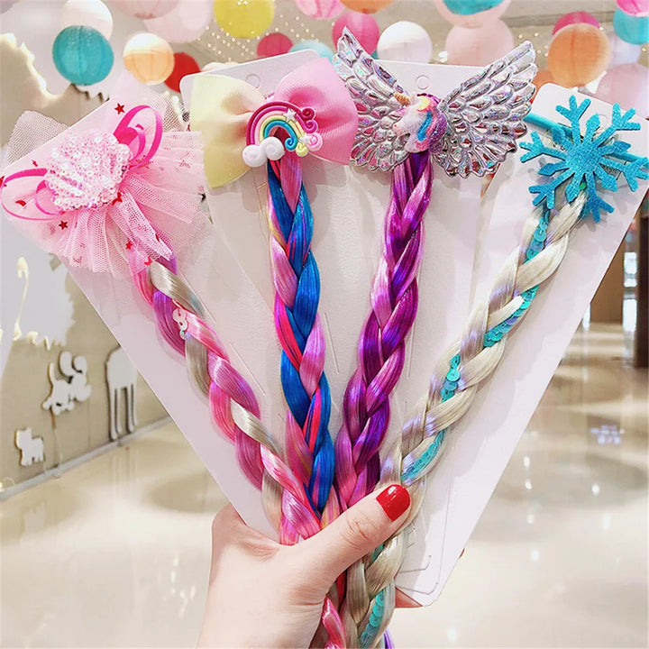 Rainbow Hair Bow & Snowflake Elastics - No-Damage Princess Accessories