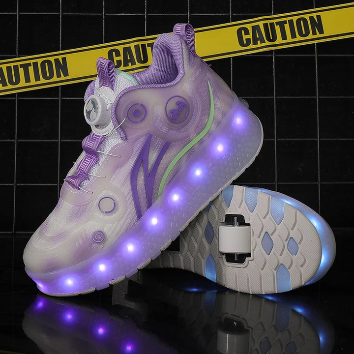 Childrens Roller Skating Shoes High-quality LED Night Light Shoes USB Charging Casual Flat Skate Shoes for Kids Sneakers