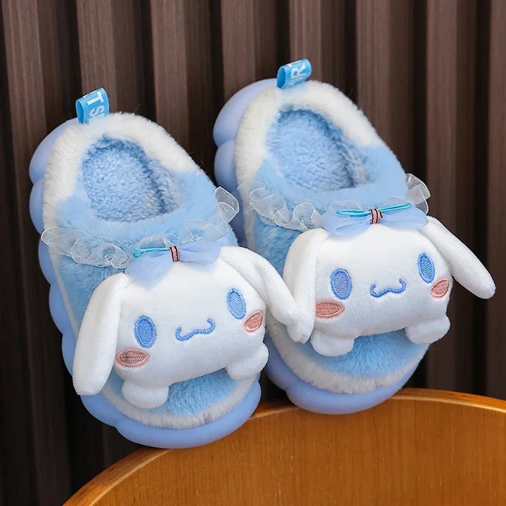 Winter Cartoon Slippers – Kids' Fluffy Non-Slip Mules