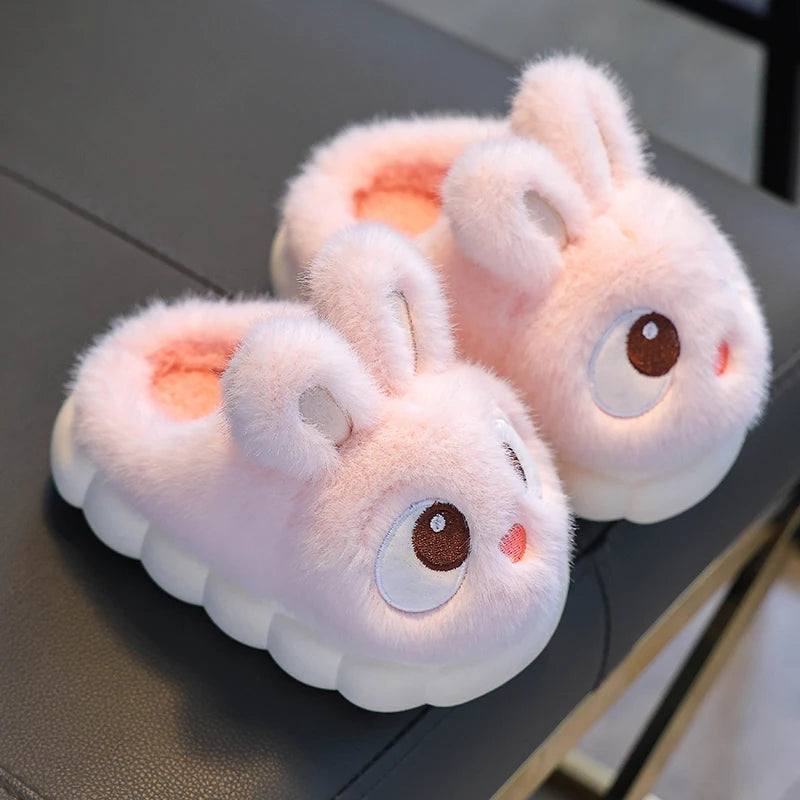 Winter Rabbit Slippers – Waterproof Warm Fluffy Shoes