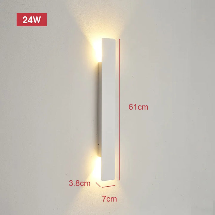 Outdoor Waterproof Wall Lamps Strip Aluminum Wall Lights 18W LED Black Wall Lamp Bedroom Exterior Outdoor Lighting Fixtures