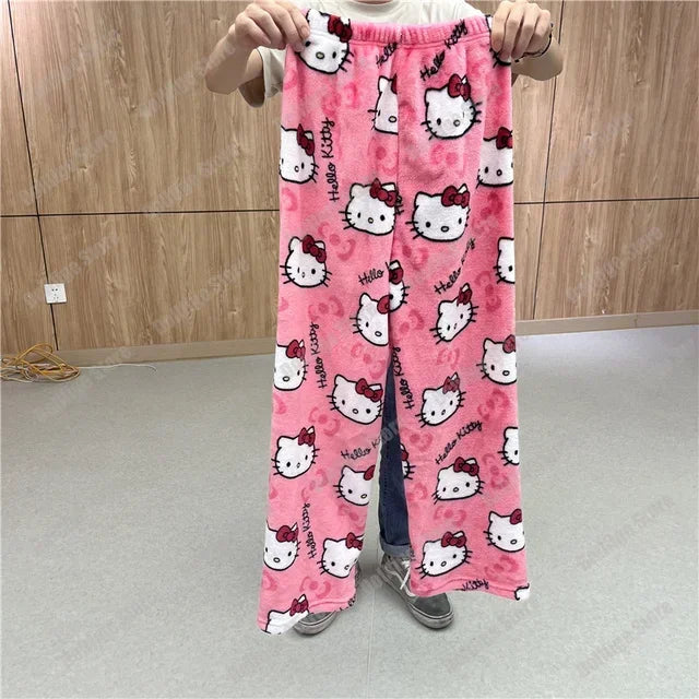 Sanrio Hello Kitty Pajamas – Flannel Cartoon Home Pants