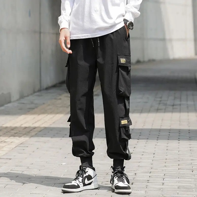 Fashion Casual Specific Character Cargo Pants Man New Classic Waist Drawcord Loose All-match Youth Male Trousers