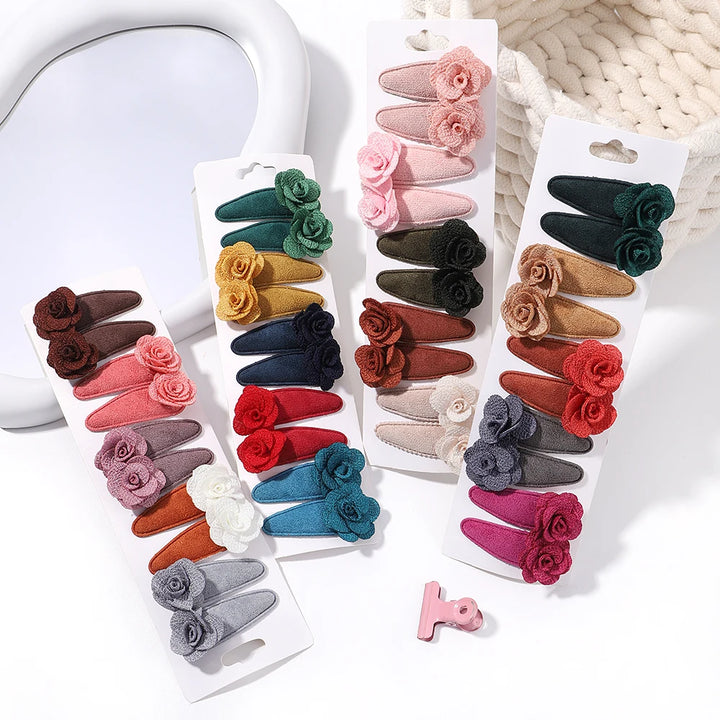 10pcs Fresh Print Cotton Hair Clips – Plaid BB Hairpins for Kids