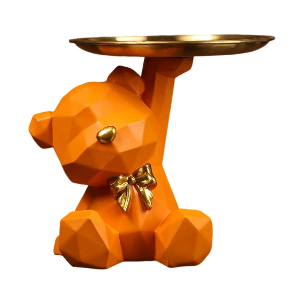 Geometric Bear Key Holder – Resin Desk & Entrance Decoration