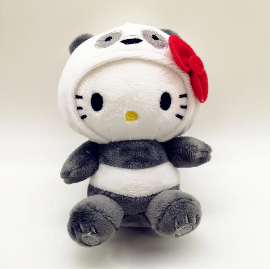 Sanrio 10Cm Bow Kitty Kt Cos Brown Bear White Bear Anime Plush Toy Panda Cute Soft Stuffed Doll Pendant Key Chains Gifts Kids