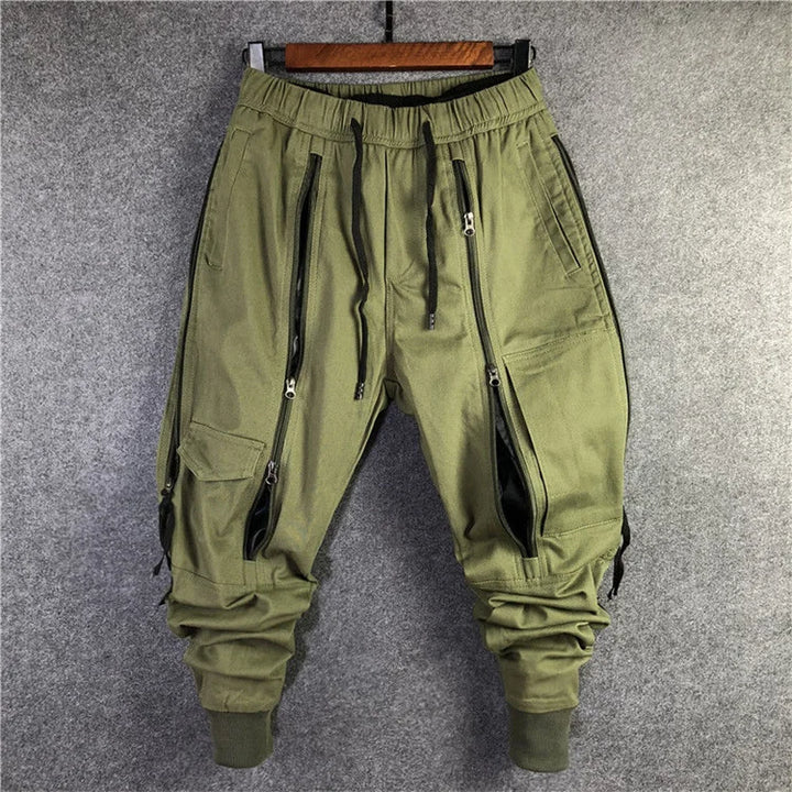 Men Casual Cargo Harem Pants High Street Hip Hop Length Men's Clothing Sweatpants Spring Autumn Black Big Size Male Trousers