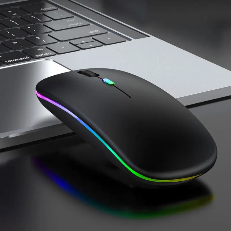 Bluetoooth 5.0 Wireless Mouse With USB Rechargeable RGB Light For Laptop Computer PC Macbook Gaming Mouse 2.4GHz 1600DPI