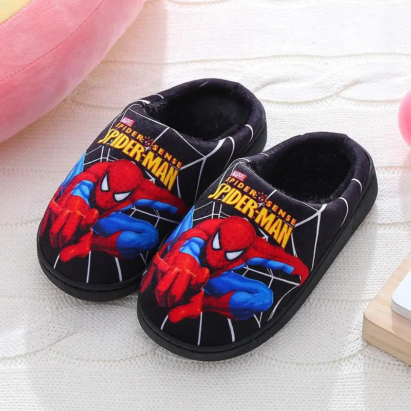 Cartoon Printed Spider-man Cotton Slippers For Children's Shoes Fashion New Style Warmth Autumn Winter Indoor Kids Boys Slipper