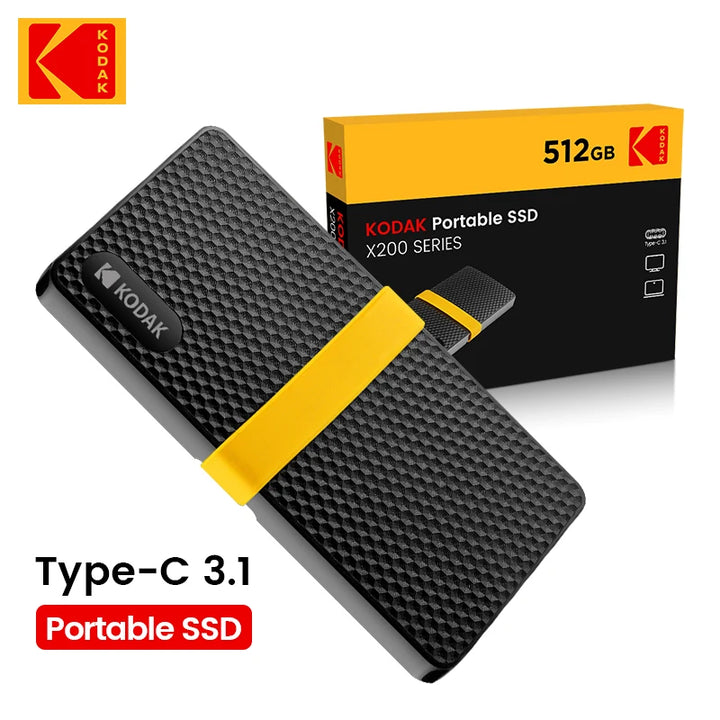 KODAK X200 External SSD Hard Drive HD Externo 1TB USB3.1 Mini Portable SSD 256B 512GB 1TB for Laptops Smartphone PS4 PC MAC TV