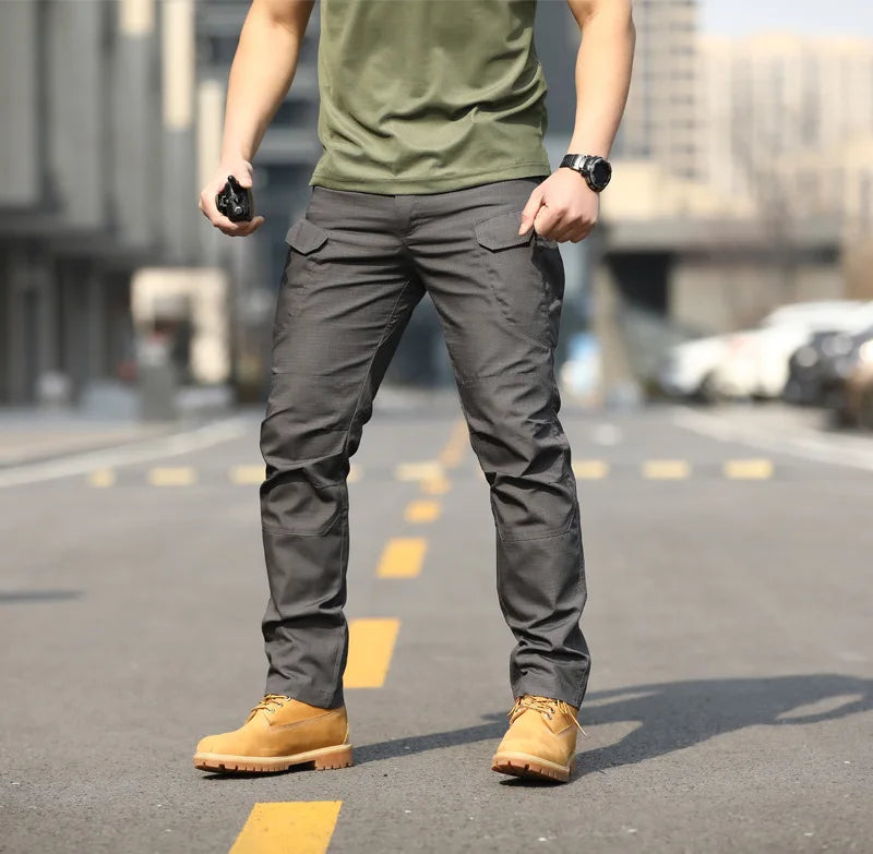 Man Military Tactical Cargo Pants Safari Work Long Trousers Multi-pocket Waterproof Hiking Fishing Sprots Outdoor Overalls Army