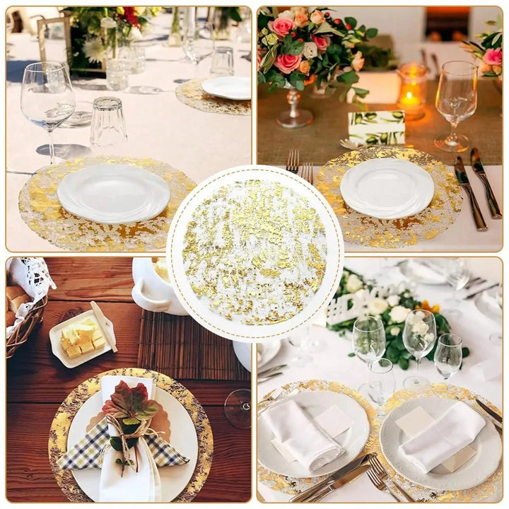 Gold Foil Round Placemats Set